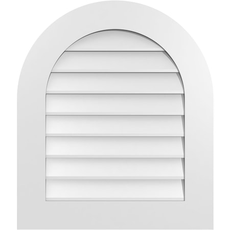 Ekena Millwork Round Top Surface Mount PVC Gable Vent: Non-Functional, w/ 3-1/2"W x 1"P Standard Frame, 24"W x 28"H GVPRT24X2801SN